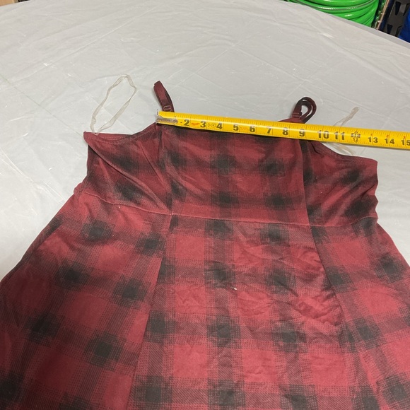 Wallflower Plaid Midi Dress in Burgundy and Black - Picture 3 of 7